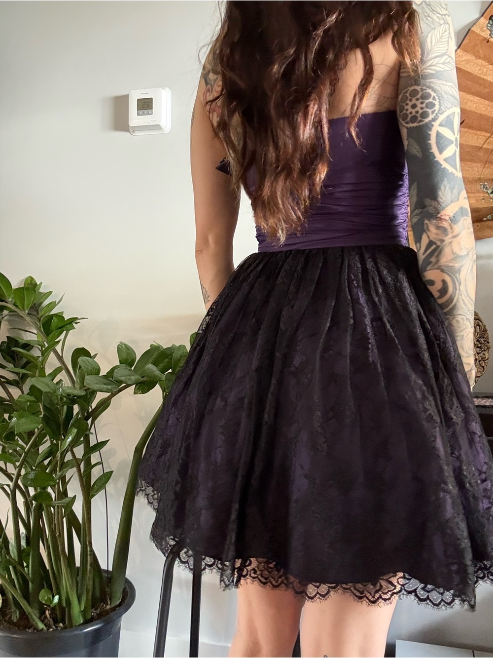 Betsey Johnson Evening - deep purple and lace dress - Picture 3 of 6